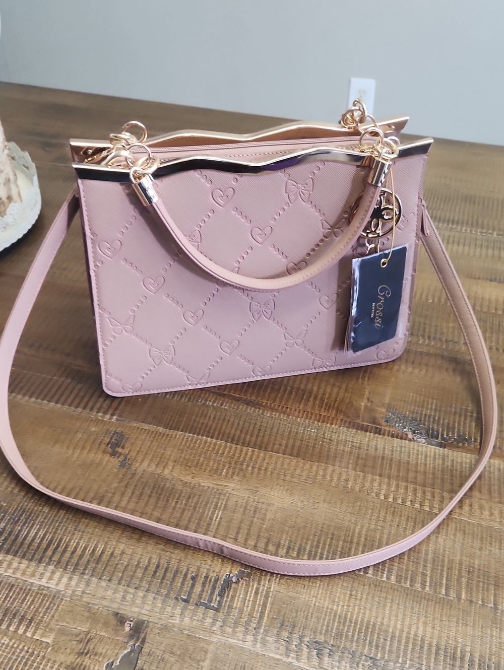 Crossi Women's Pink Quilted Top-Handle Shoulder Bag NWT